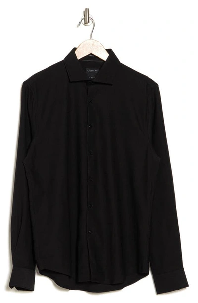 Denim And Flower Stretch Dobby Button-up Shirt In Black
