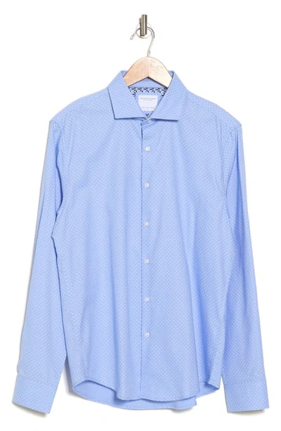 Denim And Flower Microdot Long Sleeve Cotton Button-up Shirt In Light Blue