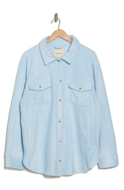 Thread & Supply Polar Fleece Shacket In Soft Blue