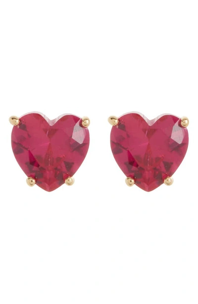 Nadri 18k Gold Plated Cubic Zirconia Heart Stud Earrings In Gold/ Pink