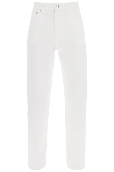 Loulou Studio Cropped Straight Cut Jeans In Bianco