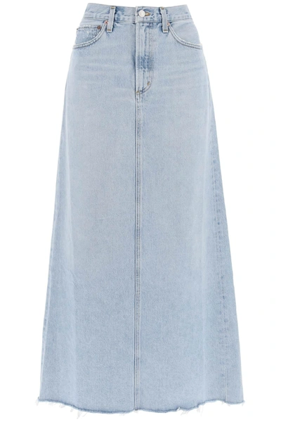 Agolde Hilla Maxi Skirt In Denim In Blue