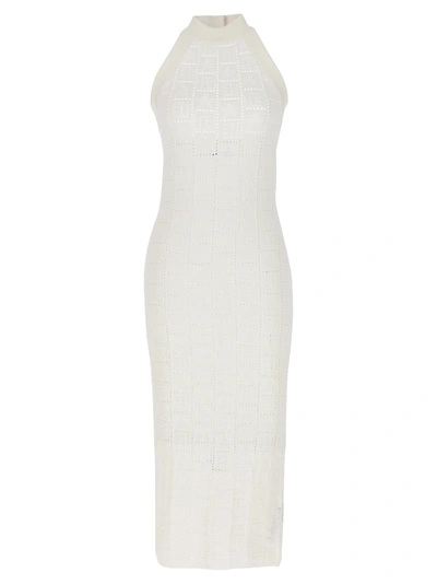 Balmain Monogrammed Knit Dress Dresses In White