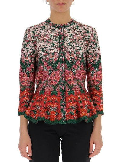 Alexander Mcqueen Frilled Floral Print Blouse In Multi