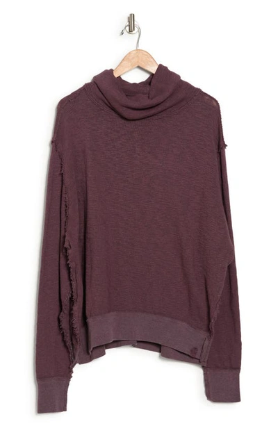 Free People Timmy Boxy Turtleneck Sweater In Chocolate Merlot