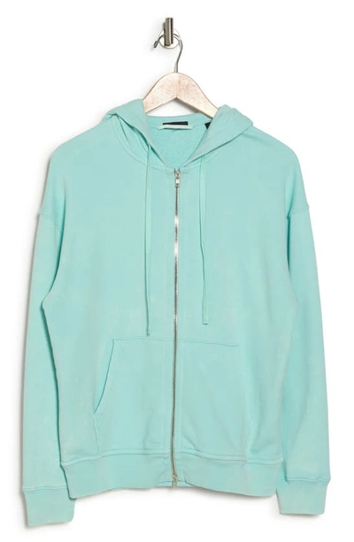 Atm Anthony Thomas Melillo Acid Wash French Terry Full Zip Hoodie In Aqua Mist
