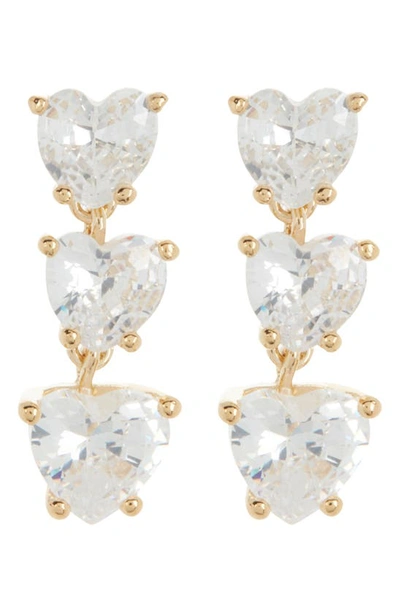 Nadri Small Heart Linear Earrings In Gold