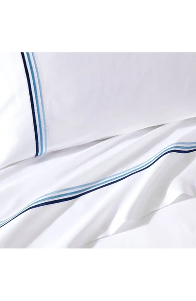 Pure Parima 700 Thread Count 100% Certified Egyptian Cotton Sateen Bratta Embroidery Triple Luxe Sat In Ocean