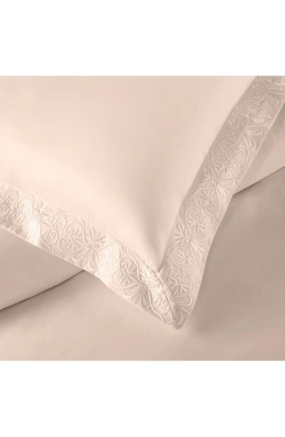 Pure Parima Ariane Embroidered 100% Cotton Duvet Cover Set In Soft Peach