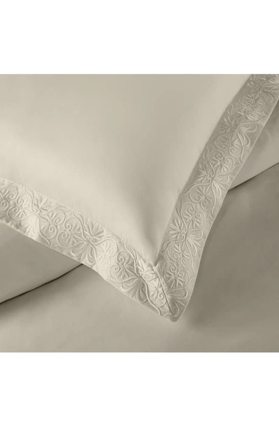 Pure Parima 500 Thread Count 100% Certified Egyptian Cotton Sateen Embroidered 3-piece Ariane Duvet In Linen