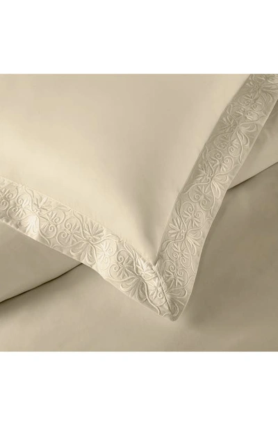 Pure Parima Ariane Embroidered 100% Cotton Duvet Cover Set In Tan