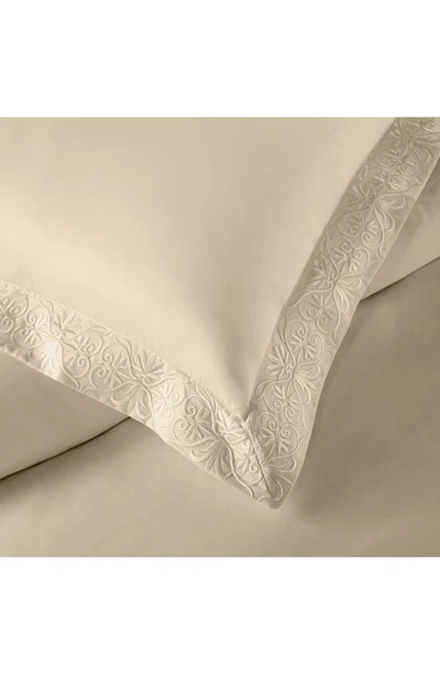 Pure Parima 500 Thread Count 100% Certified Egyptian Cotton Sateen Embroidered 3-piece Ariane Duvet In Tan
