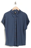 Bobeau Short Sleeve Button-up Shirt In Indigo