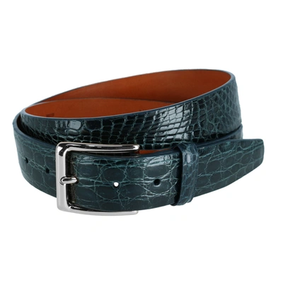 Trafalgar Newington 35mm Genuine Crocodile Belt (two Buckle Set) In Blue