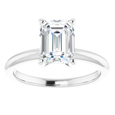Pompeii3 14k White Gold Emerald Cut Solitaire Lab Grown Diamond Engagement Ring In Multi