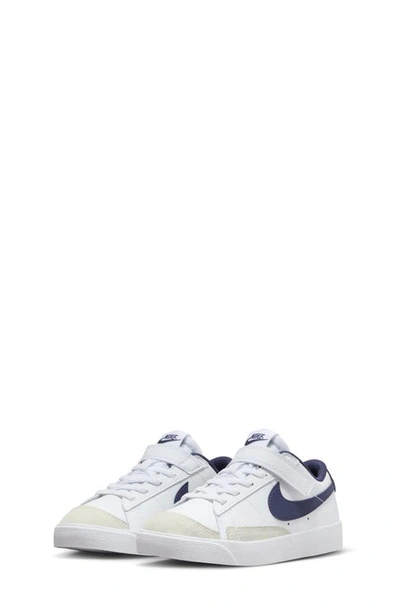 Nike Kids' Blazer Low '77 Low Top Trainer In White/ Football Grey/ Navy