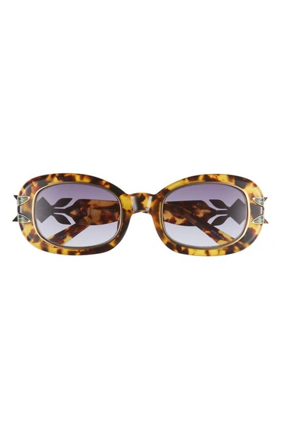 Casablanca Laurel Gradient Oval Sunglasses In T-shell/ Gold/ Laurel/ Brown