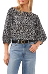 Vince Camuto Floral Print Puff Sleeve Top In White