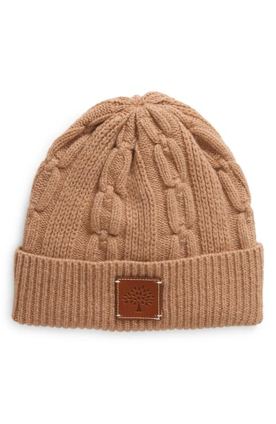 Mulberry Softie Cable Knit Cashmere Beanie In Maple