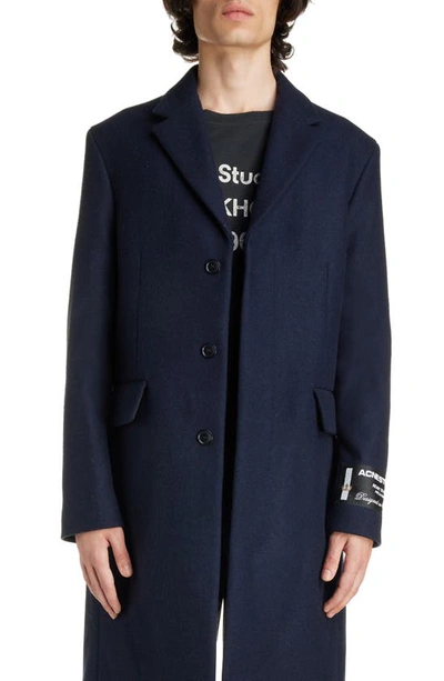 Acne Studios Couture Label Wool Felt Coat In Dark Navy