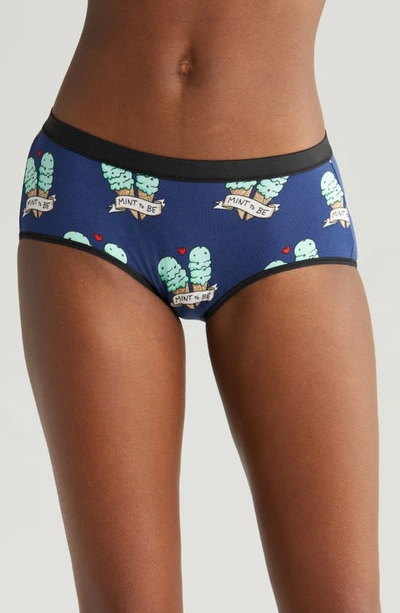 Meundies Print Hipster Briefs In Mint To Be