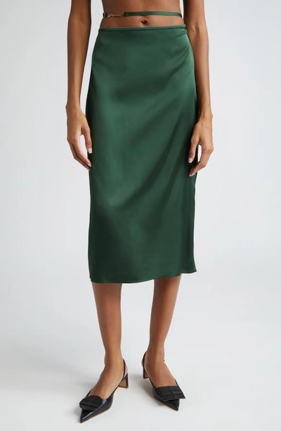 Jacquemus La Jupe Notte Satin Midi Skirt In Green