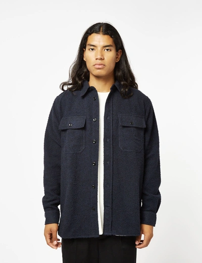 Norse Projects Silas Textured Overshirt (wool) In Blue