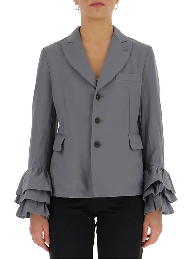 Comme Des Garçons Ruffled Blazer In Grey