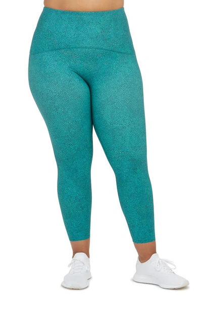 Spanx Booty Boost Active High Waist Microdot 7/8 Leggings In Micro Dot Teal