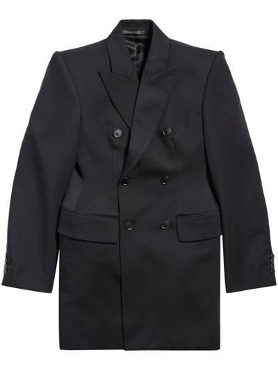 Balenciaga Wool Double-breasted Jacket In Black