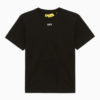 Off-white Kids' Off Stamp Black Cotton T-shirt With Logo