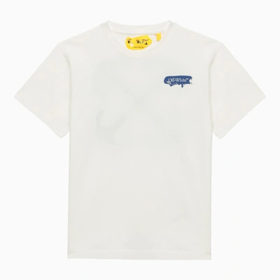 Off-white Kids' Paint Graphic White Cotton T-shirt With Logo