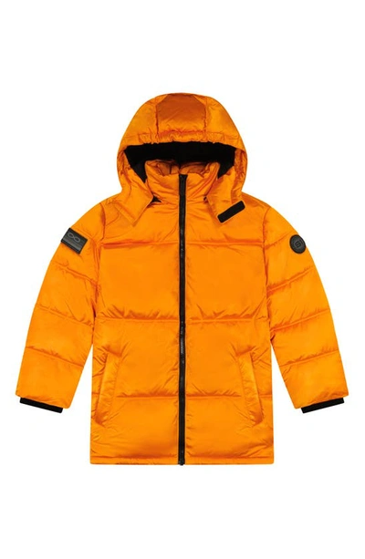 Andy & Evan Kids' Galactic Reversible Hodded Puffer Jacket In Orion Orange