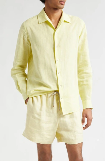 Agnona Linen Button-up Shirt In Light Citrus