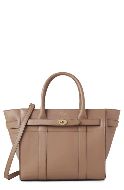 Mulberry Small Zipped Bayswater Leather Satchel In Sable