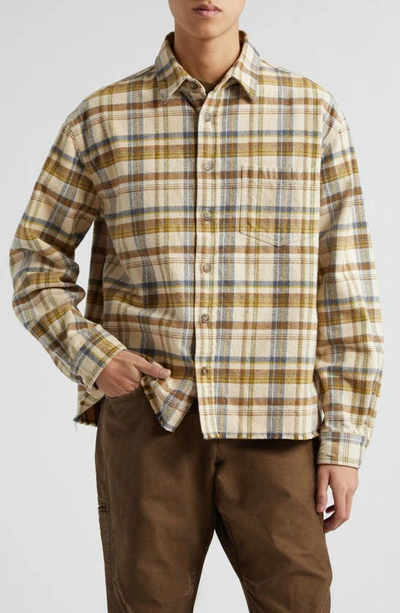 John Elliott Hemi Oversize Plaid Flannel Button-up Shirt In Neutrals