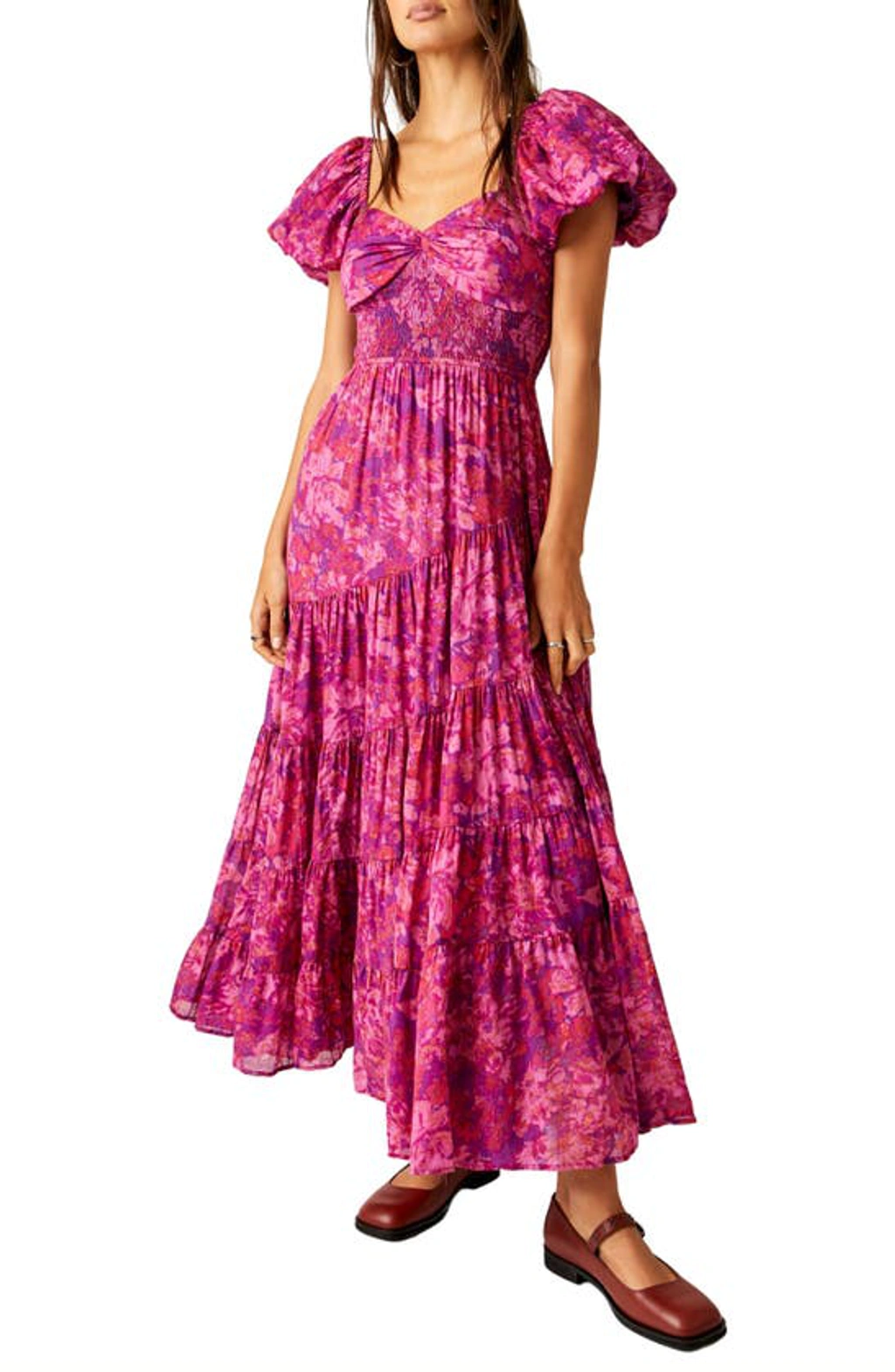 short sleeve sundrenched maxi dress in sapphire combo Sundrenched Short-Sleeve Maxi Dress ~ Free People  Arizonia Rose