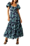 Free People Sundrenched Floral Tiered Maxi Sundress In Teal