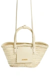 Jacquemus Le Petit Panier Soli Woven Palm Basket Bag In Ivory