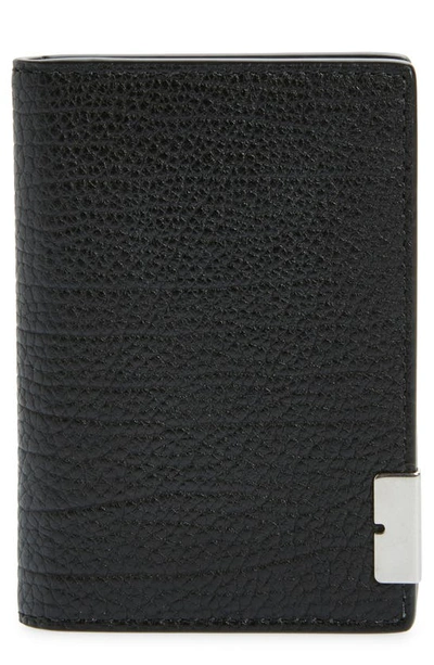 Burberry B Cut Leather Bifold Card Holder In Black