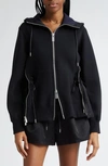 Sacai Ma-1 Side Gusset Sponge Hoodie In Black