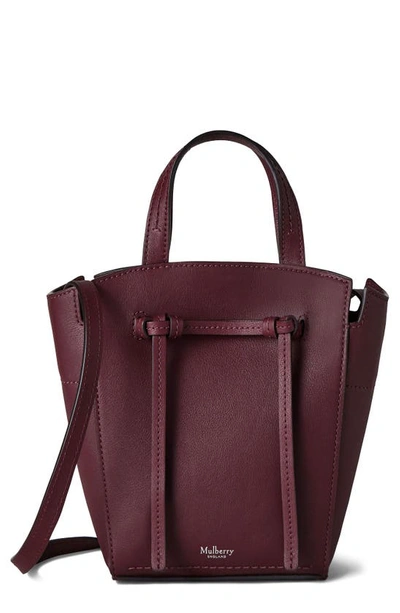 Mulberry Mini Clovelly Leather Tote In Black Cherry