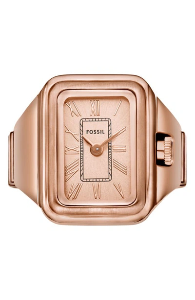 Fossil Raquel Watch Ring, 14mm In Rose Gold