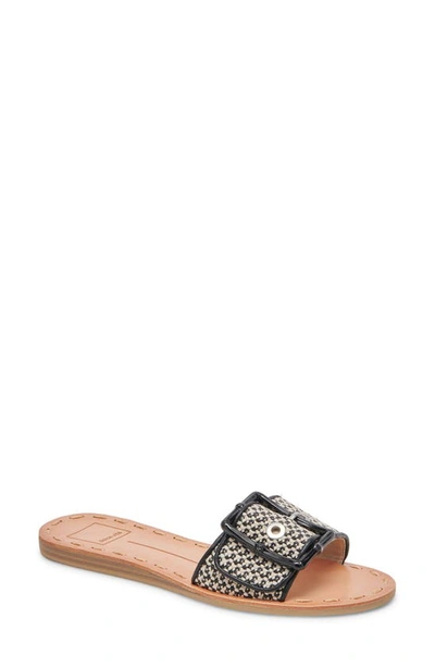 Dolce Vita Dasa Slide Sandal In Black/natural Raffia