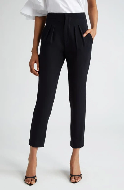 Giambattista Valli Pleated Stretch Crepe Ankle Trousers In Black