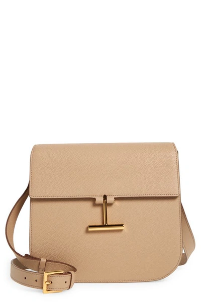 Tom Ford Medium Tara Leather Crossbody Bag In Silk Taupe