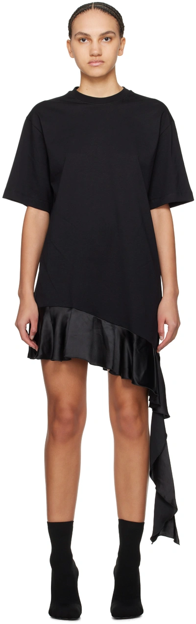 Msgm Short-sleeve Cotton T-shirt Dress In Black