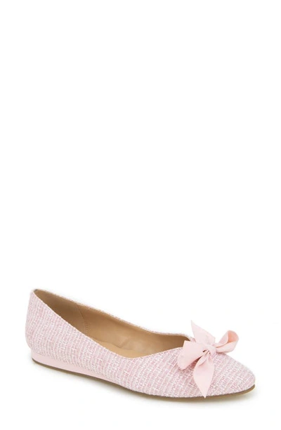 Reaction Kenneth Cole Lily Bow Bouclé Tweed Flat In Pastel Pink Boucle
