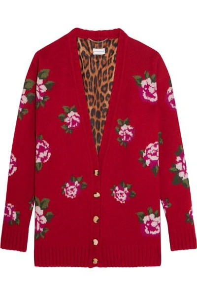 Magda Butrym Rochester Floral-intarsia Wool And Cashmere-blend Cardigan In Red Floral