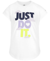 Nike Sweet Swoosh "just Do It" Little Kids' Graphic T-shirt In White